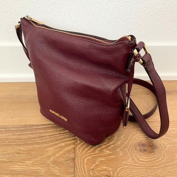 Michael Kors Purse Burgundy Maroon Red Oxblood Leather Pebbled 30T5GBFM2L Red - Picture 9 of 16